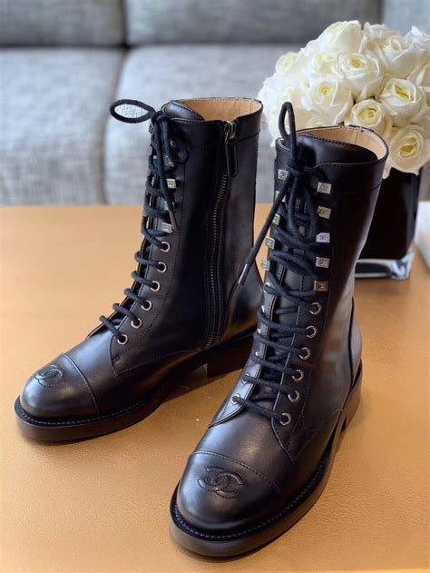 chanel black boots 2019|Chanel combat boot 2021.